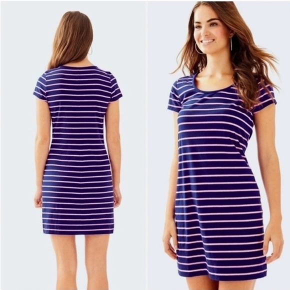 NWT Lilly Pulitzer Short Sleeve Beacon Striped T-shirt Dress Size M - Picture 3 of 13